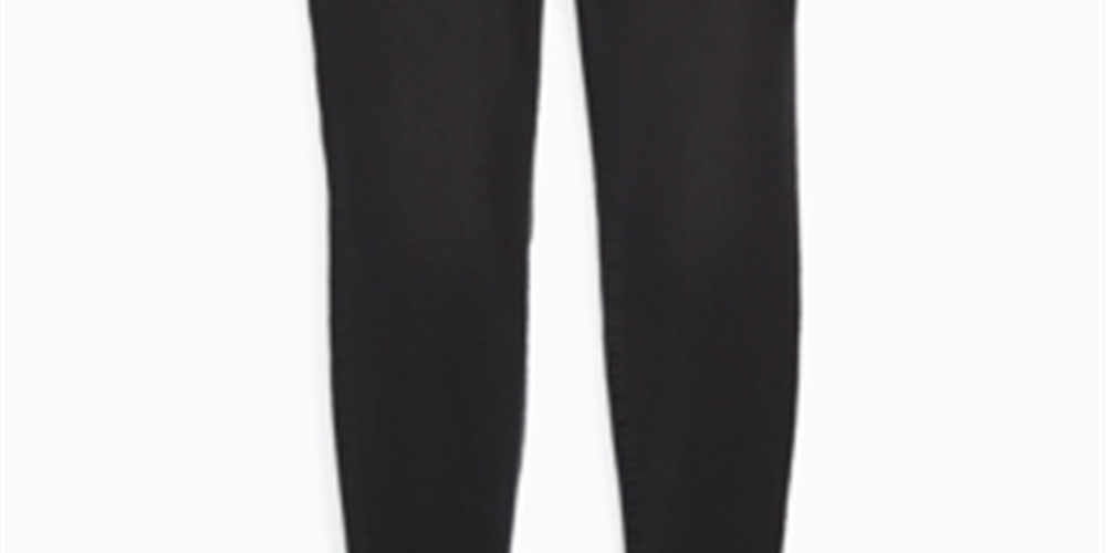 Calça legging feminina INC International Concepts, jeans, bolsos, desfiada, cintura média, preta, tamanho 8