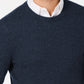 Suéter de cashmere masculino com gola redonda, azul, tamanho grande, Club Room