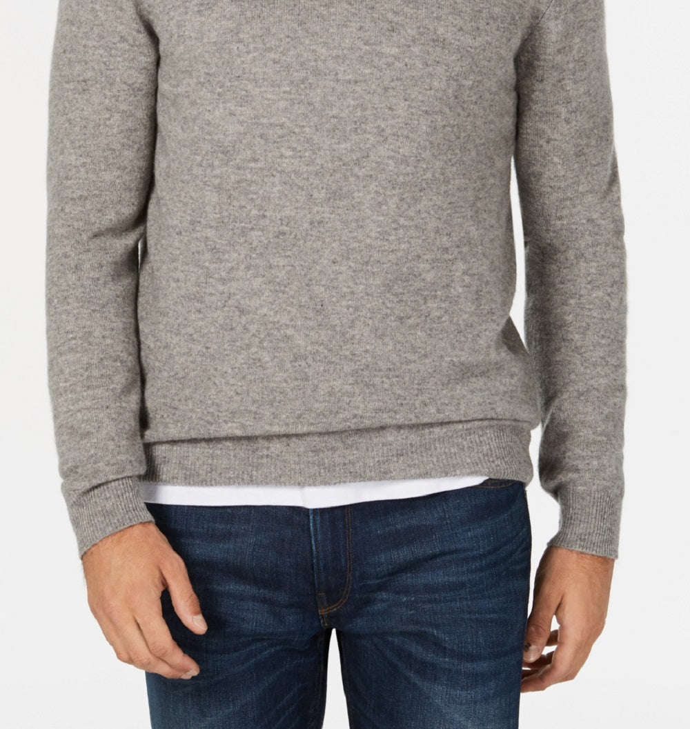Suéter de cashmere masculino com decote em V, cinza, tamanho XX-G