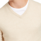 Suéter de cashmere masculino com decote em V, bege, tamanho XX-G