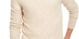 Suéter de cashmere masculino com decote em V, bege, tamanho XX-G