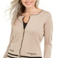 Karen Scott Cardigan Feminino Gola Redonda Marrom Tamanho Grande