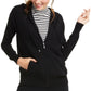 Moletom com capuz feminino Charter Club 100% cashmere com zíper, preto, tamanho extragrande