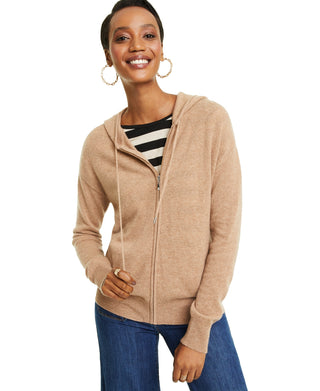 Charter Club Women's Zip Hoodie Brown Size Medium