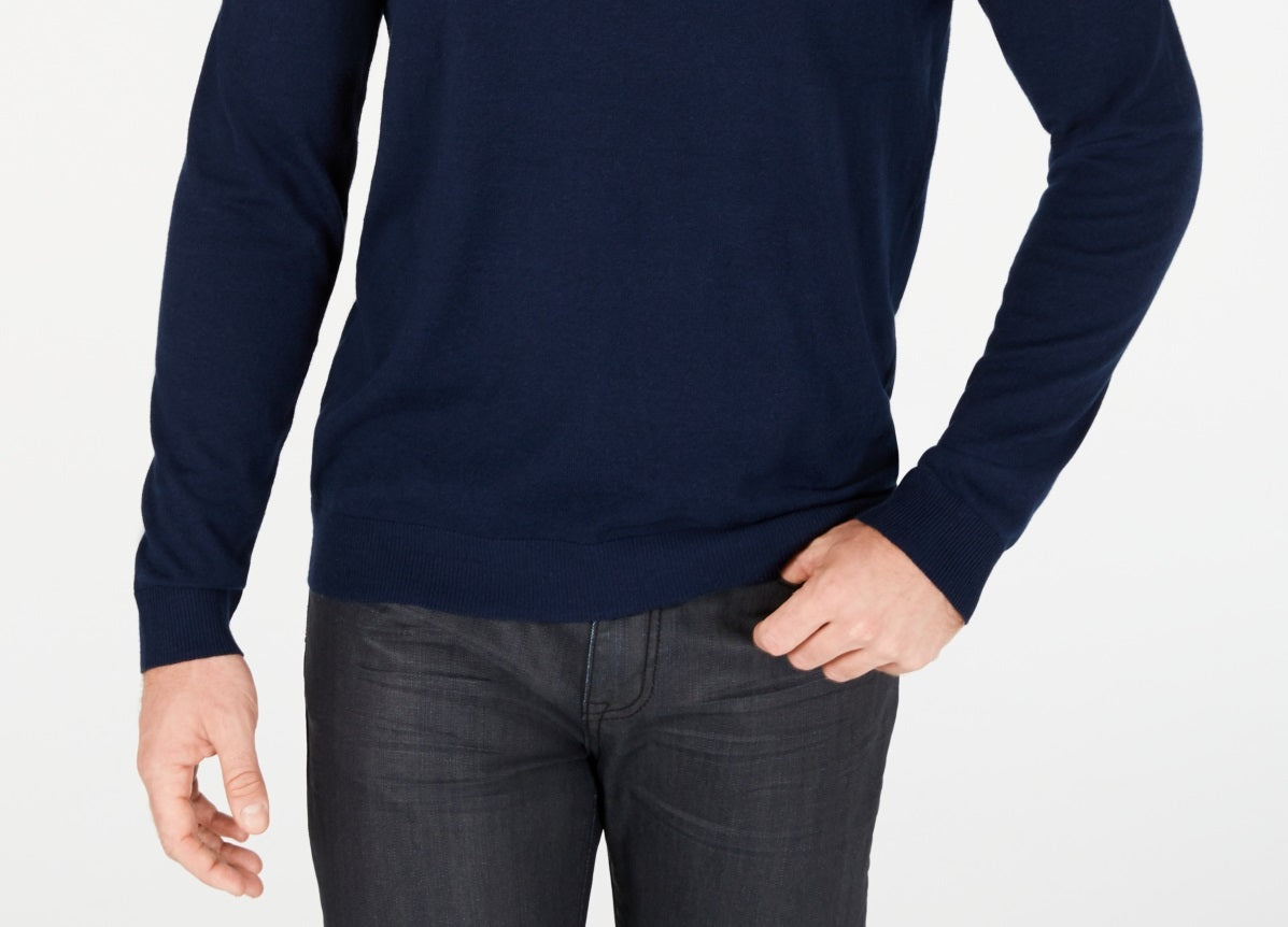 Suéter masculino Alfani com gola redonda e cor lisa, azul