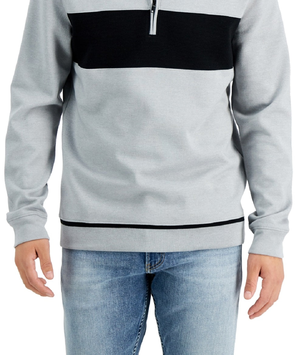 Moletom Alfani Masculino Baseball Ottoman com Zíper de 1/4 Cinza Tamanho Médio