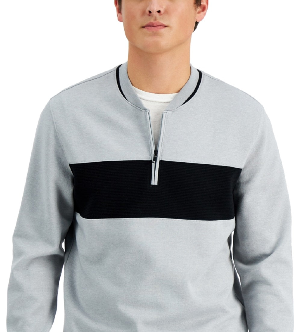 Moletom Alfani Masculino Baseball Ottoman com Zíper de 1/4 Cinza Tamanho Médio