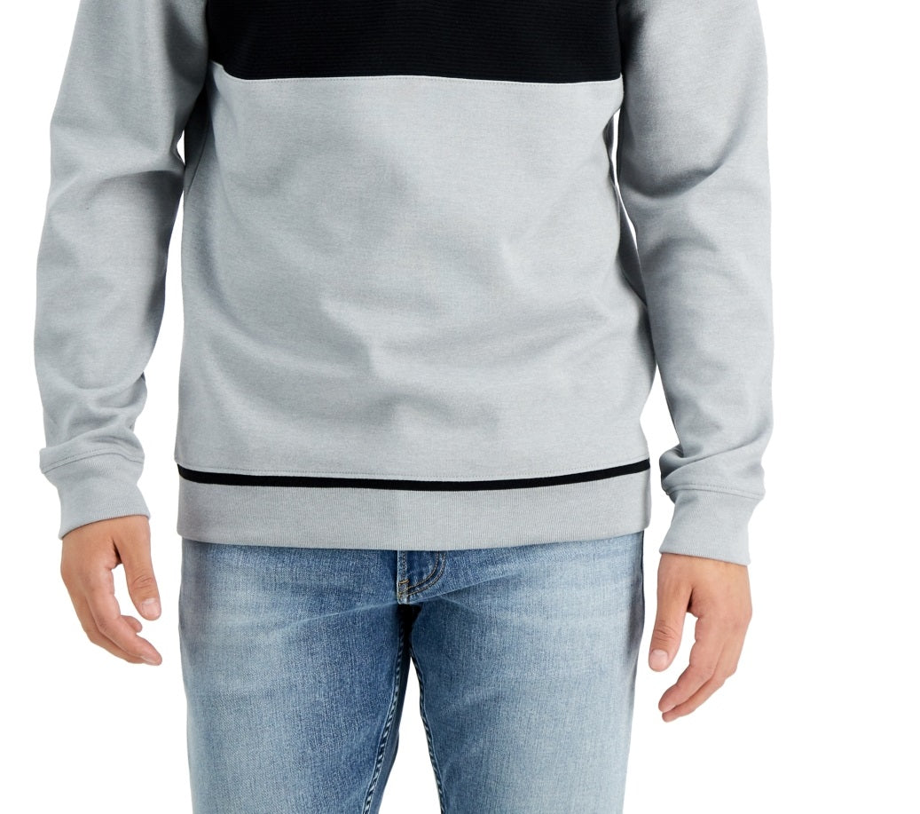 Moletom Alfani Masculino Baseball Ottoman com Zíper de 1/4 Cinza Tamanho Grande