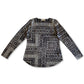 Blusa de malha estampada estilo tapeçaria feminina cinza tamanho médio