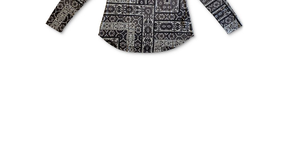 Blusa de malha estampada estilo tapeçaria feminina cinza tamanho médio