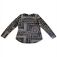 Blusa de malha estampada estilo tapeçaria feminina cinza tamanho médio