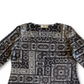 Blusa de malha estampada estilo tapeçaria feminina cinza tamanho médio