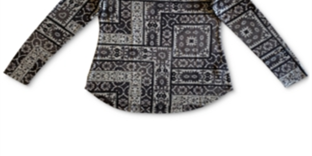 Blusa de malha estampada estilo tapeçaria feminina cinza tamanho médio