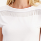 Top feminino com franjas Bar III, branco, tamanho pequeno