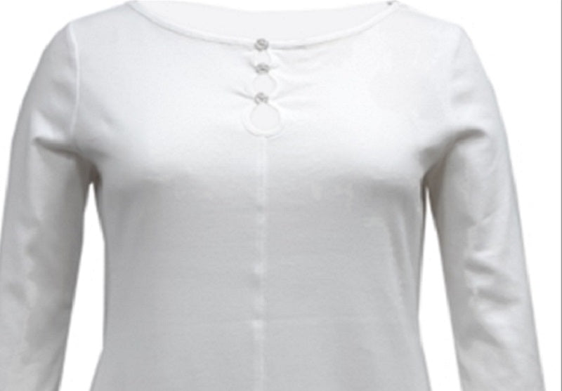 Karen Scott Top Feminino de Algodão Triplo com Abertura de Fechadura, Branco, Tamanho Grande