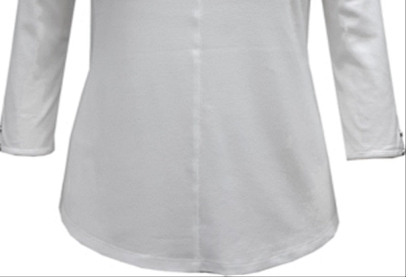 Karen Scott Top Feminino de Algodão Triplo com Abertura de Fechadura, Branco, Tamanho Grande