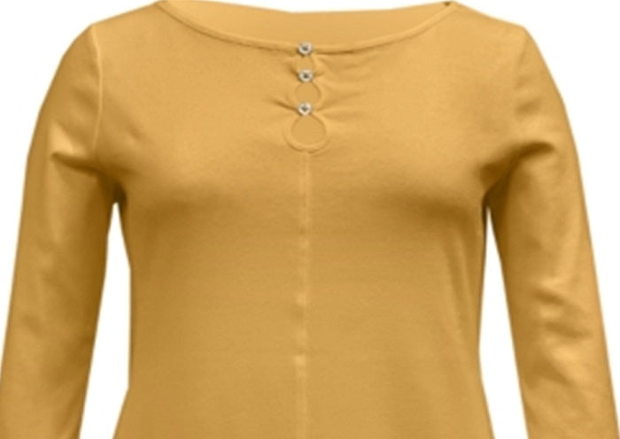 Karen Scott Top feminino de algodão com três aberturas, amarelo, tamanho XX-G