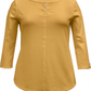 Karen Scott Top feminino de algodão com três aberturas, amarelo, tamanho XX-G