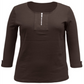 Karen Scott Blusa Feminina Manga 3/4 com Zíper e Gola Redonda Marrom Tamanho Grande