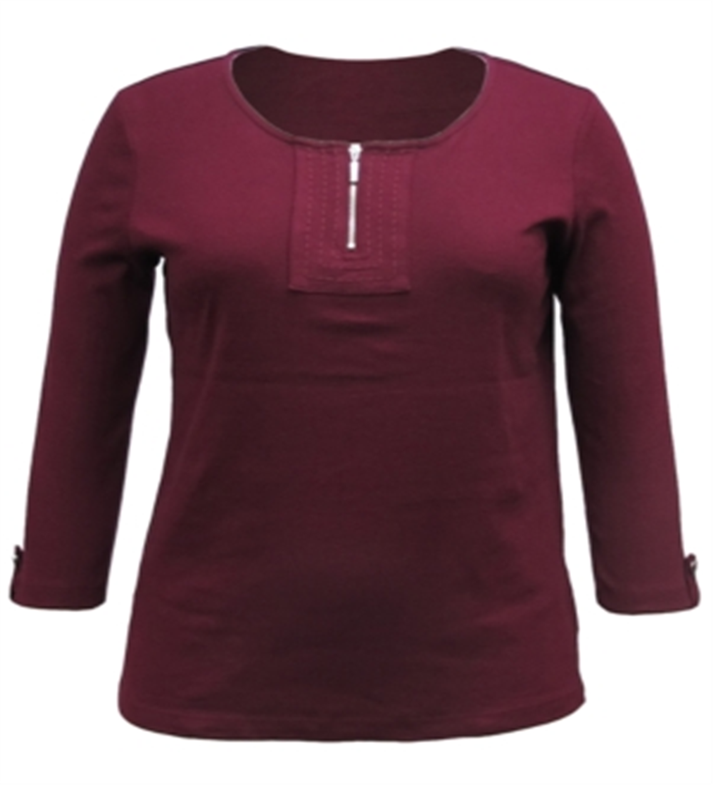 Karen Scott Blusa Feminina Manga 3/4 Algodão Vinho Tamanho P