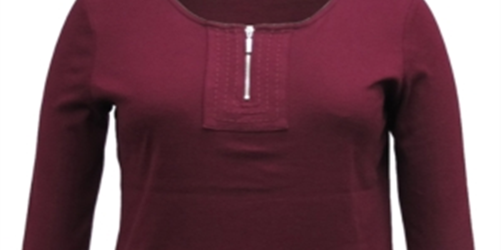 Karen Scott Blusa Feminina Manga 3/4 Algodão Vinho Tamanho P
