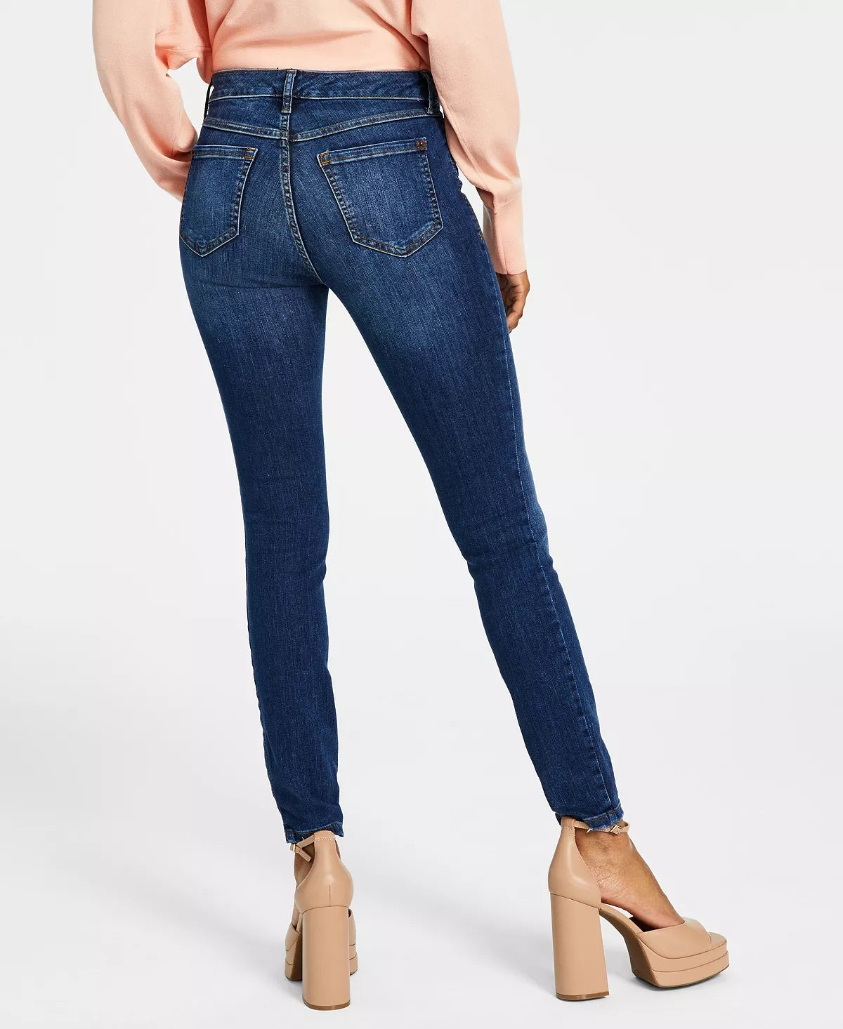 Calça jeans skinny feminina INC International Concepts, cintura média, azul, tamanho 8