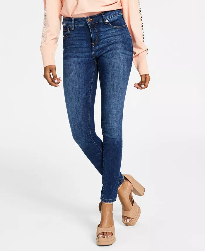 Calça jeans skinny feminina INC International Concepts, cintura média, azul, tamanho 8
