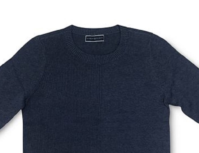 Karen Scott Suéter Feminino de Algodão com Canelado Azul Tamanho Médio