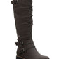 Botas femininas Sun + Stone Brinley com tiras e sola de borracha, pretas, tamanho 6 M