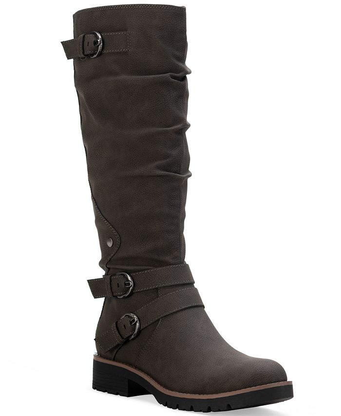 Botas femininas Sun + Stone Brinley com tiras e sola de borracha, pretas, tamanho 6 M