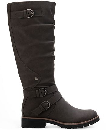 Botas femininas Sun + Stone Brinley com tiras e sola de borracha, pretas, tamanho 6 M