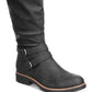 Botas femininas Sun + Stone Brinley com tiras e sola de borracha, pretas, tamanho 7,5 M