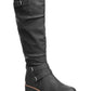 Botas femininas Sun + Stone Brinley com tiras e sola de borracha, pretas, tamanho 7,5 M
