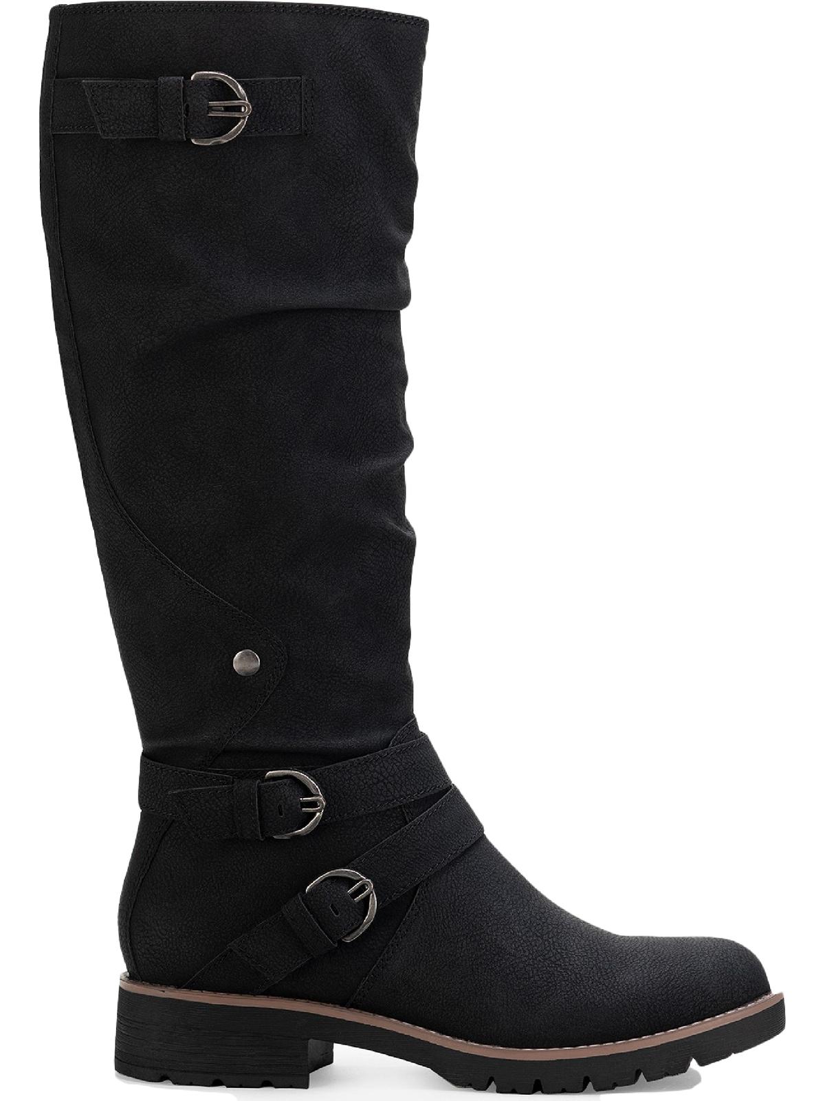 Botas femininas Sun + Stone Brinley com tiras e sola de borracha, pretas, tamanho 9 M