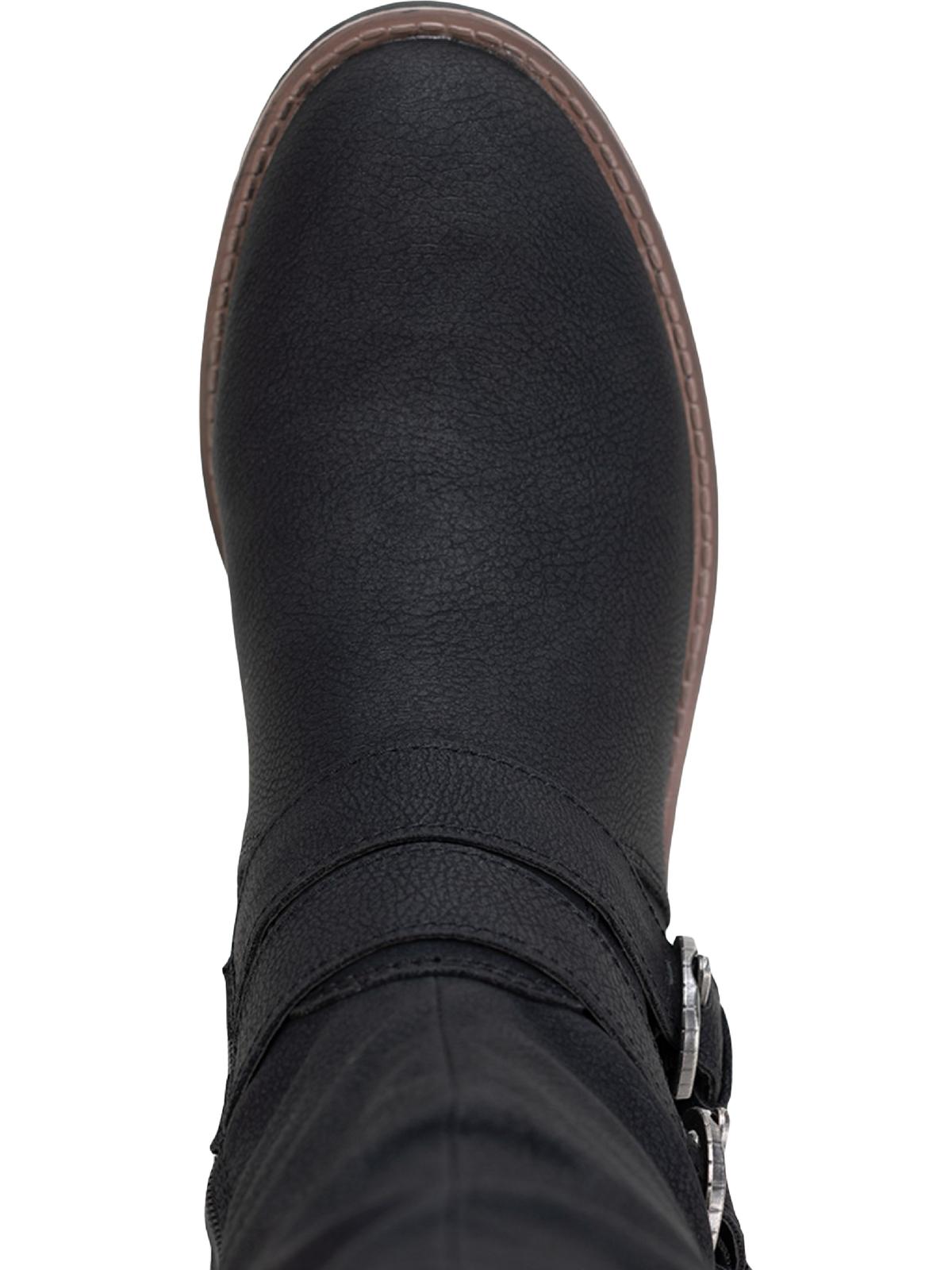 Botas femininas Sun + Stone Brinley com tiras e sola de borracha, pretas, tamanho 9 M