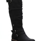Botas femininas Sun + Stone Brinley com tiras e sola de borracha, pretas, tamanho 9 M