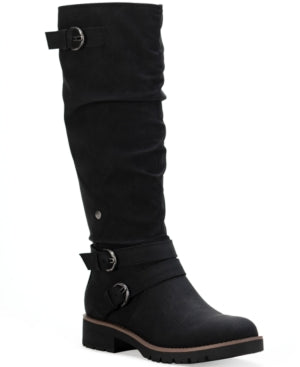 Botas femininas Sun + Stone Brinley com tiras e sola de borracha, pretas, tamanho 9 M