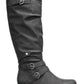 Botas femininas Sun + Stone Brinley com tiras e sola de borracha, pretas, tamanho 10 M