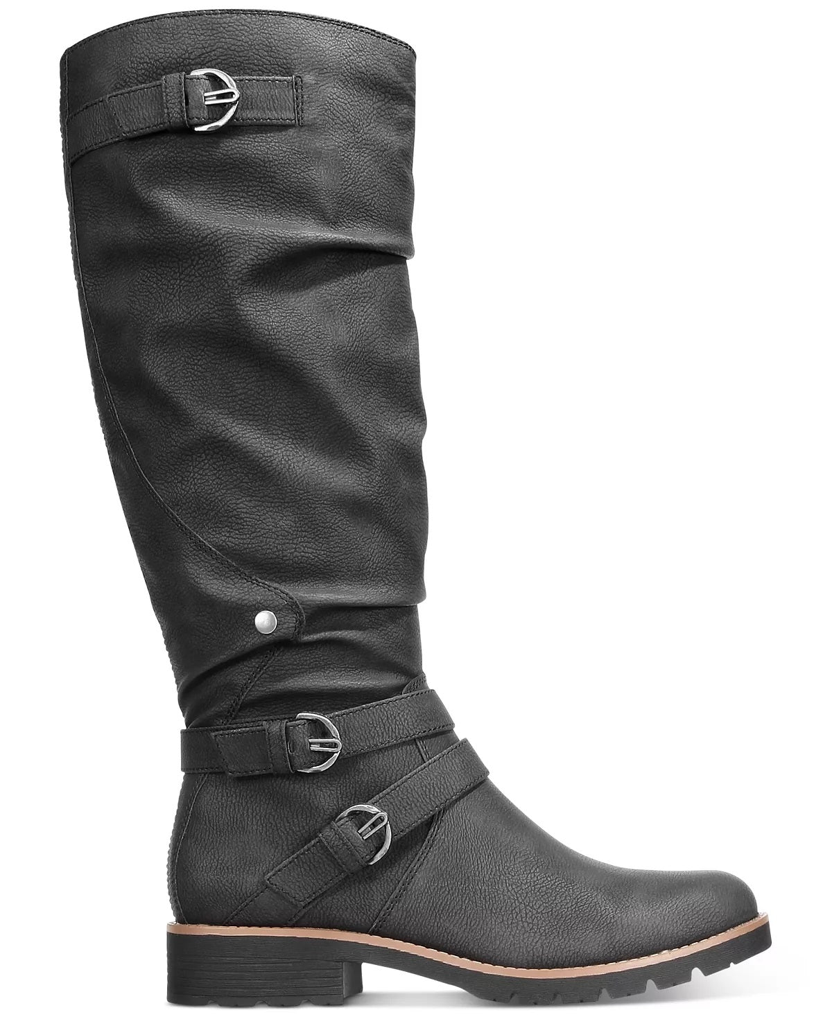 Botas femininas Sun + Stone Brinley com tiras e sola de borracha, pretas, tamanho 10 M