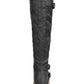 Botas femininas Sun + Stone Brinley com tiras e sola de borracha, pretas, tamanho 10 M
