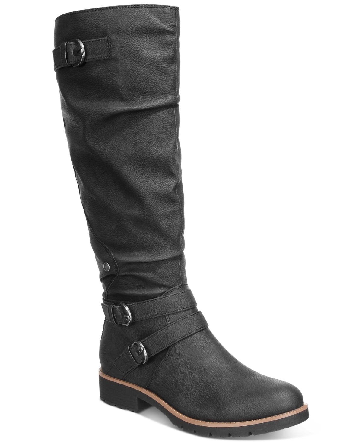Botas femininas Sun + Stone Brinley com tiras e sola de borracha, pretas, tamanho 10 M