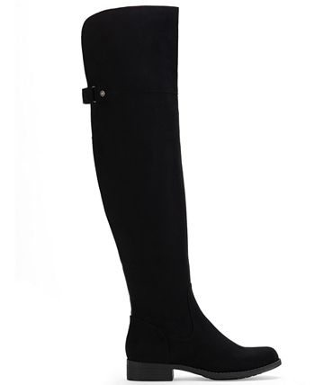 Botas femininas Allicce acima do joelho Sun + Stone, pretas, tamanho 6 M