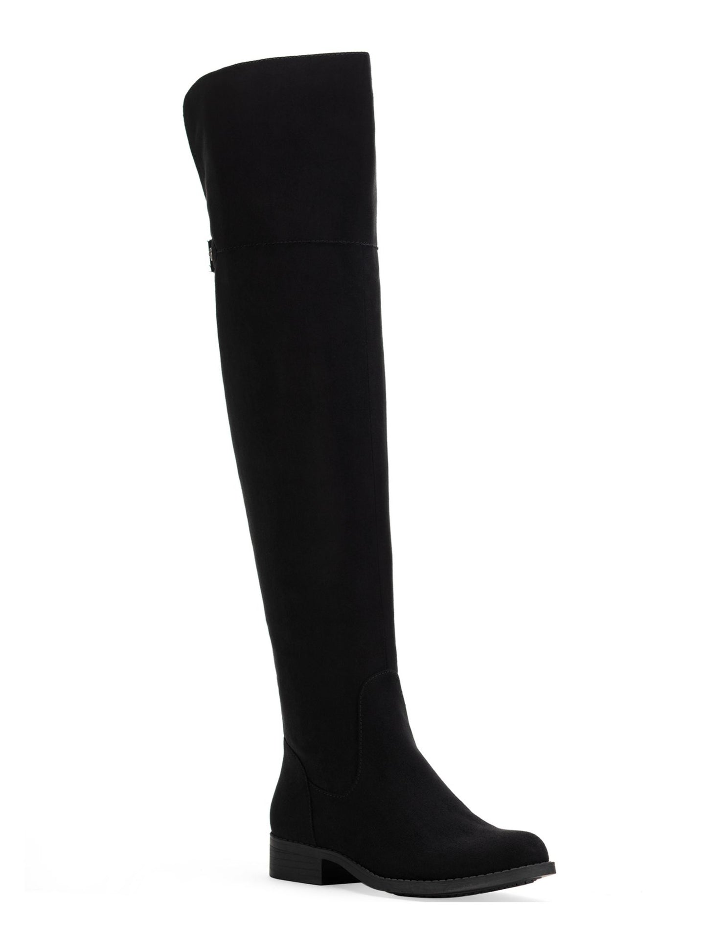 Botas femininas Allicce Wide Calf acima do joelho Sun + Stone, pretas, tamanho 7,5M