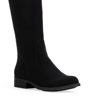 Botas femininas Allicce Wide Calf acima do joelho Sun + Stone, pretas, tamanho 7,5M