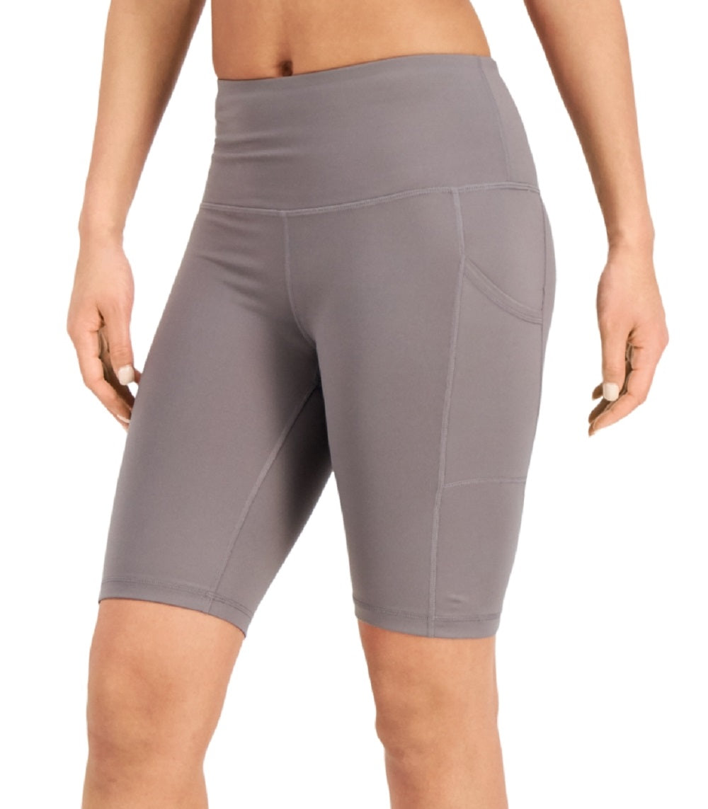 ID Ideology Shorts de ciclismo feminino com 10 bolsos de cintura alta, cinza, tamanho médio
