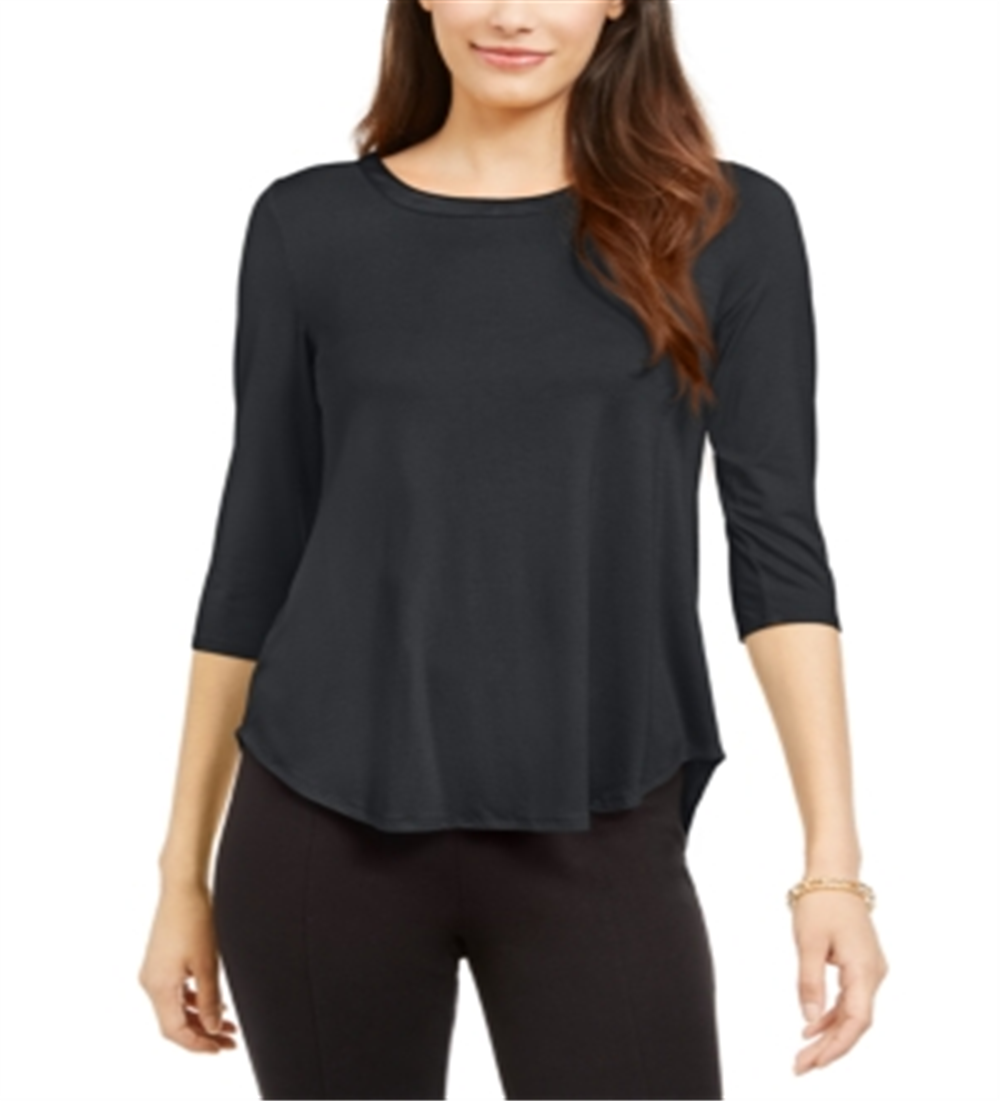 Blusa feminina Alfani manga 3/4 cinza tamanho grande