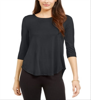 Blusa feminina Alfani manga 3/4 cinza tamanho grande