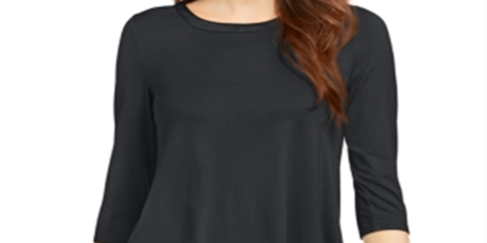 Blusa feminina Alfani manga 3/4 cinza tamanho grande