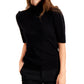 Suéter feminino Alfani com gola alta e mangas curtas, preto, tamanho P