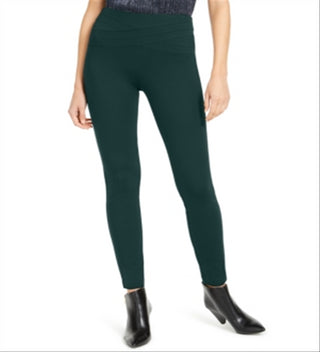 Calça skinny feminina com cós ondulado da INC International Concepts, verde, tamanho 14